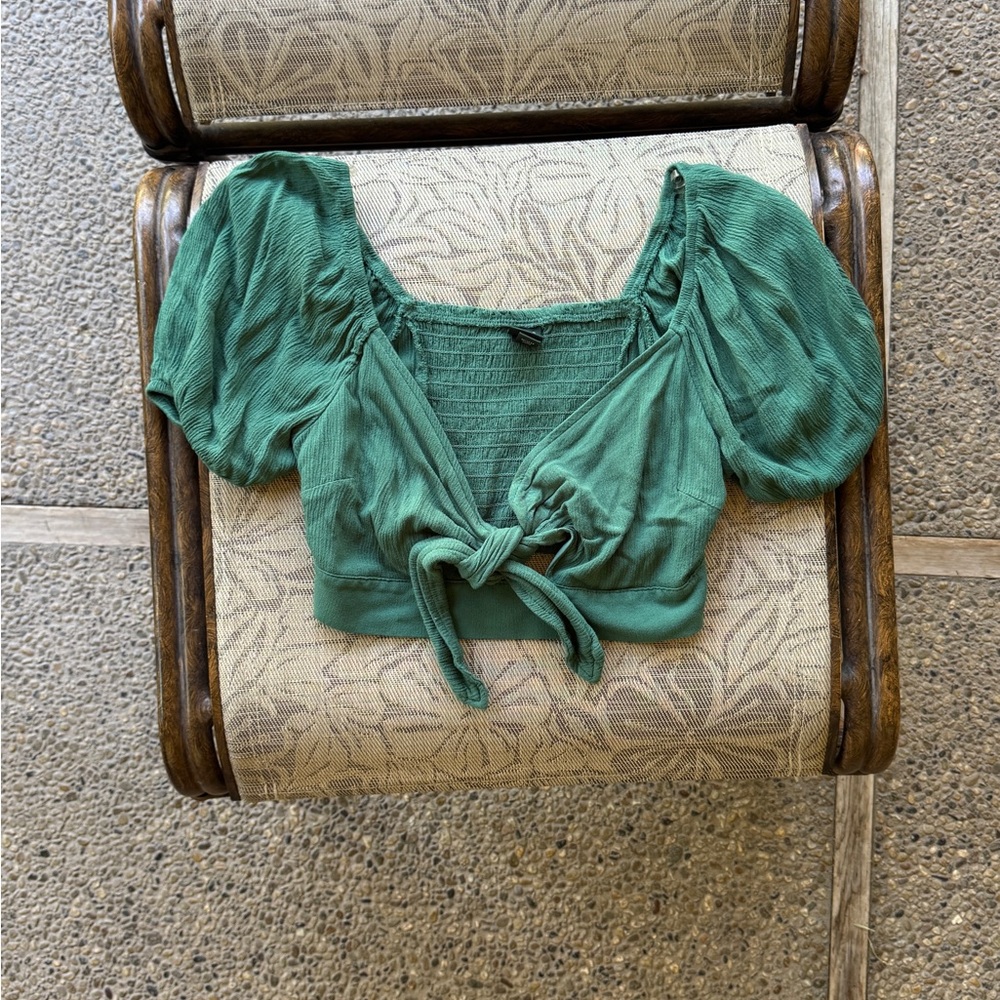Wild Fable Emerald Puff Sleeve Blouse